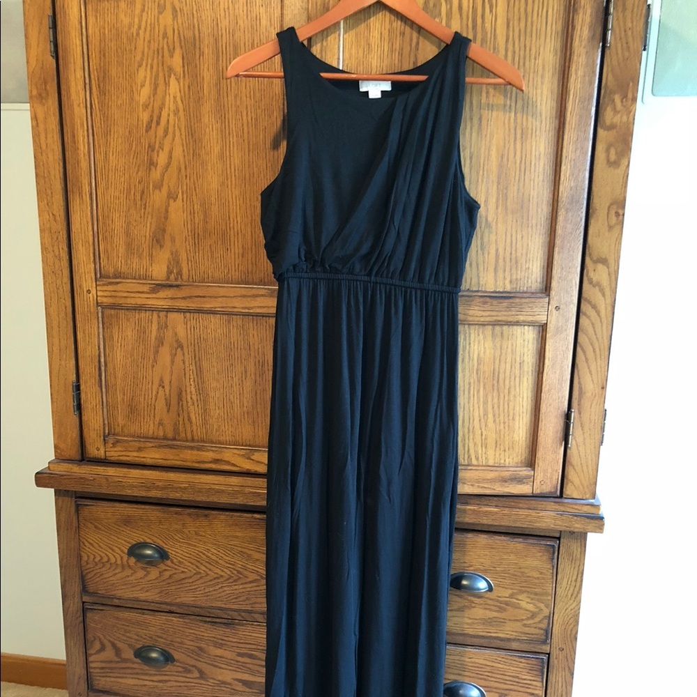 Ann Taylor Loft PETITE black maternity maxi dress
